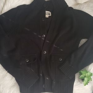 Converse Black Botton Down Cardigan Sweater